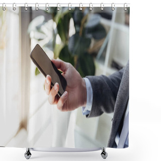 Personality  Businessman Using Smartphone Shower Curtains