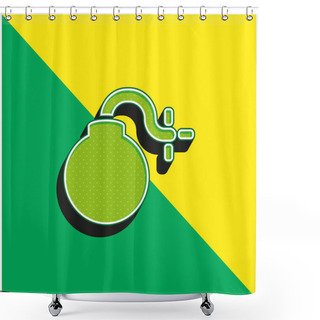 Personality  Bomb With Burning Fuse Green And Yellow Modern 3d Vector Icon Logo Shower Curtains