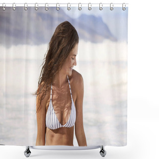 Personality  Young Woman In Bikini Shower Curtains