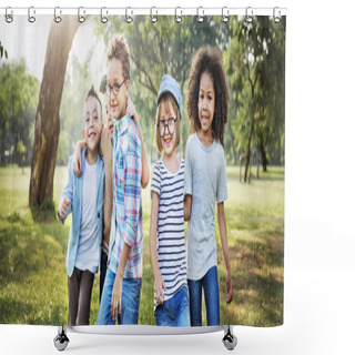 Personality  Funny Kids Playing Outdoors Shower Curtains