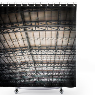 Personality  Detail Of The Structure Of A Stadium Roof Shower Curtains