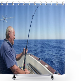 Personality  Angler Senior Big Game Sport Fishing Boat Shower Curtains