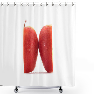 Personality  Close Up View Of Ripe Apple Pieces Isolated On White Shower Curtains