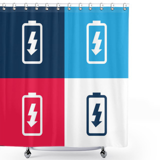 Personality  Battery Charge Blue And Red Four Color Minimal Icon Set Shower Curtains