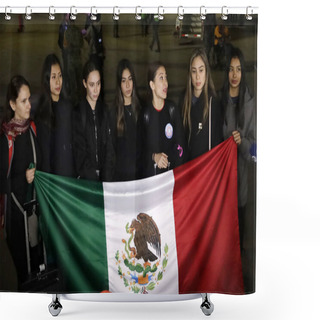 Personality  October 11, 2023, Municipality Of Zumpango, State Of Mexico, Mexico: Members Of The Mexican Rhythmic Gymnastics Team Upon Landing From Israel At The Santa Lucia Military Base In The Municipality Of Zumpango In The State Of Mexico Shower Curtains