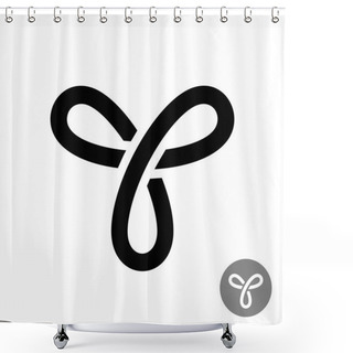 Personality  Line Triple Knot Symbol. Three Rounded Ends Abstract Linear Figure. Shower Curtains