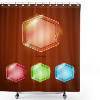 Personality  Vector Glossy Buttons On Brown Background Shower Curtains