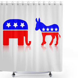 Personality  Democratic And Republican Political Symbols Shower Curtains