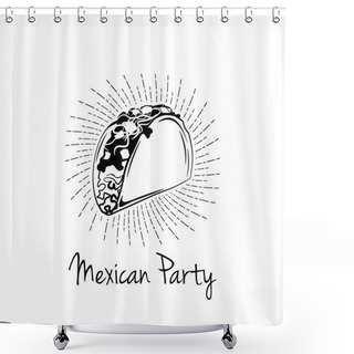 Personality  Taco In Beams. Mexico Food. Traditional Mexican Cuisine. Vector. Shower Curtains