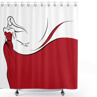 Personality  Woman In Red Dress Shower Curtains