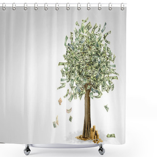 Personality  Money Tree Made Of Hundred Dollar Bills Shower Curtains