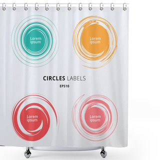 Personality  Set Of Colors Circles Brush On White Background. You Can Use For Shower Curtains