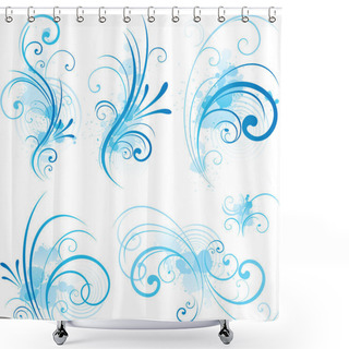 Personality  Blue Scroll Shape Shower Curtains