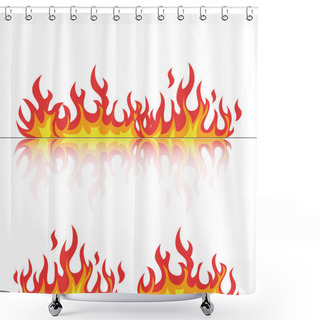 Personality  Flames Set With Reflection On White Vector Shower Curtains