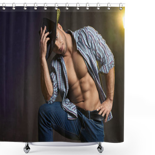 Personality  Sexy Western Man With Hat  Shower Curtains