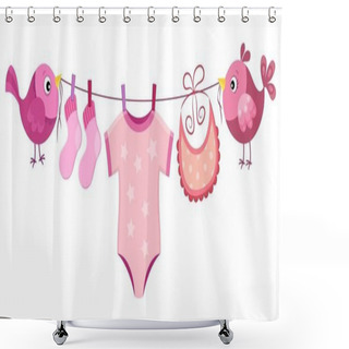 Personality  Line With Clothing For Baby Girl Shower Curtains