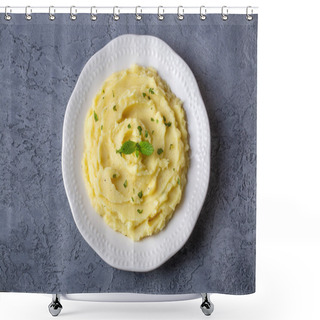 Personality  Serving Of Creamy Mashed Potato Made From Boiled Potatoes Shower Curtains