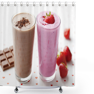 Personality  Chocolate And Strawberry Milkshake Shower Curtains