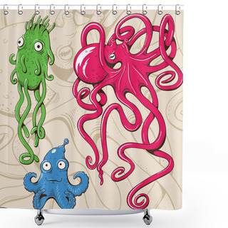 Personality  Deep Sea Monsters. Vector Illustration Shower Curtains