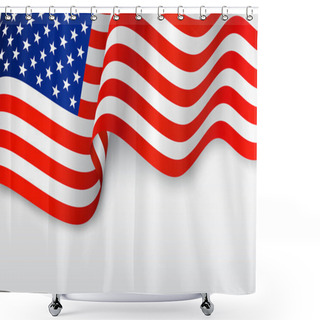 Personality  Wavy American Flag Shower Curtains