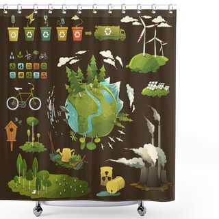 Personality  Green Planet Shower Curtains