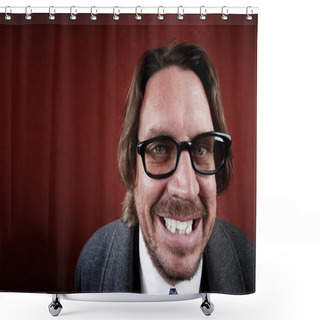 Personality  Man With Glasses Making A Funny Face Shower Curtains