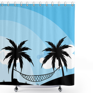 Personality  Silhouette Of Hammock Between Trees	 Shower Curtains