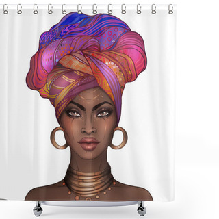 Personality  African American Pretty Girl. Raster Illustration Of Black Woman Shower Curtains