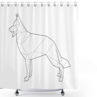 Personality  Low Poly Illustrations Of Dogs. German Shepherd Standing On White Background. Shower Curtains