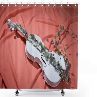 Personality  Violin And Flowers Shower Curtains