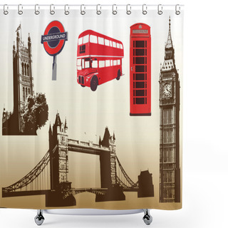 Personality  Various Landmarks Of London Shower Curtains