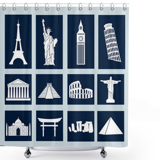 Personality  World Landmarks, Icons Set Shower Curtains