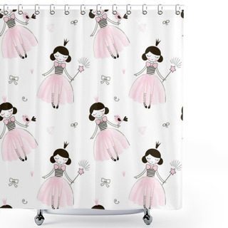 Personality  Cute Girl Nursery Princess Decorative Seamless Pattern Shower Curtains