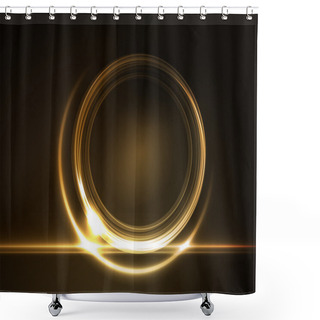 Personality  Golden Glowing Round Frame For Your Text Shower Curtains