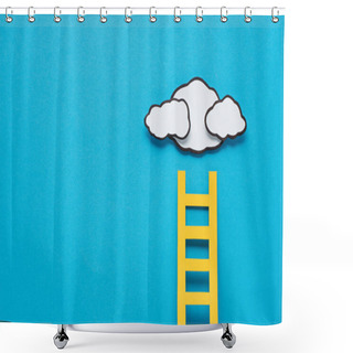 Personality  Paper Ladder With Clouds And Copy Space On Background, Setting Goals Concept Shower Curtains