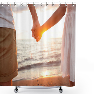 Personality  Summer Couple Holding Hands At Sunset On Beach Shower Curtains