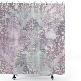 Personality  Rococo Texture Pattern Vector. Floral Ornament Decoration Old Effect. Victorian Engraved Retro Design. Vintage Fabric Decors. Lavender Colors Shower Curtains