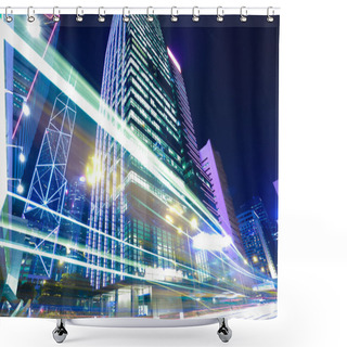Personality  Hong Kong Of City Car With Light Trails Of Modern Urban Building Shower Curtains