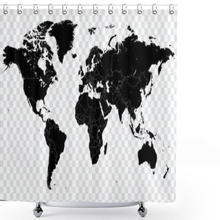 Personality  Hi Detail Black Vector Political World Map Illustration Shower Curtains