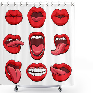 Personality  Mouths Expressions Set Shower Curtains