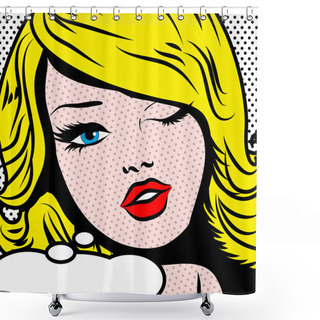 Personality  Pop Art Woman Winks Shower Curtains