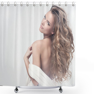 Personality  Portrait Of Beautiful Blonde Woman Shower Curtains