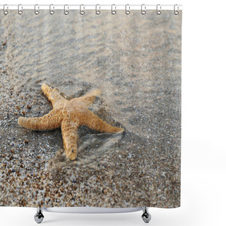 Personality  Starfish On A Beach Sand  Shower Curtains