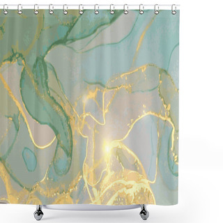 Personality  Jade, Grey And Gold Marble Texture. Abstract Vector Background Shower Curtains