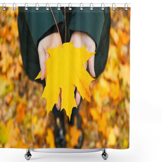 Personality  Female Hands Holding Leaf Shower Curtains