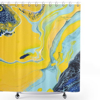 Personality  Abstract Background With Yellow And Blue Acrylic Paint Shower Curtains