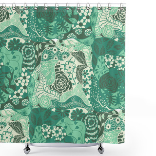 Personality  Zentangle Flowers. Seamless Pattern. Trendy Rapport For Print, Paper, Linen,. Simple Doodle With Summer Blossoms In Country Style. Autumn Background With Small Flowers. Shower Curtains