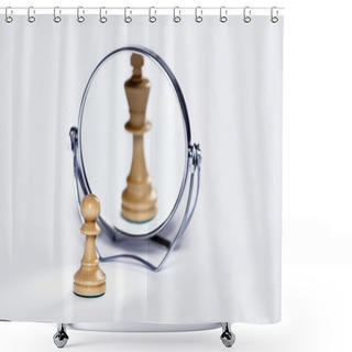 Personality  Chess Pawn, Chess King In Mirror Reflrction Shower Curtains