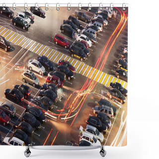 Personality  Movement Of Cars In The Parking Lot Shower Curtains