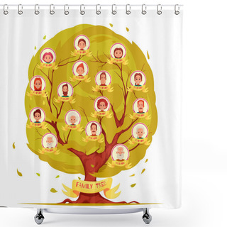 Personality  Family Members Genealogical Tree Set Shower Curtains